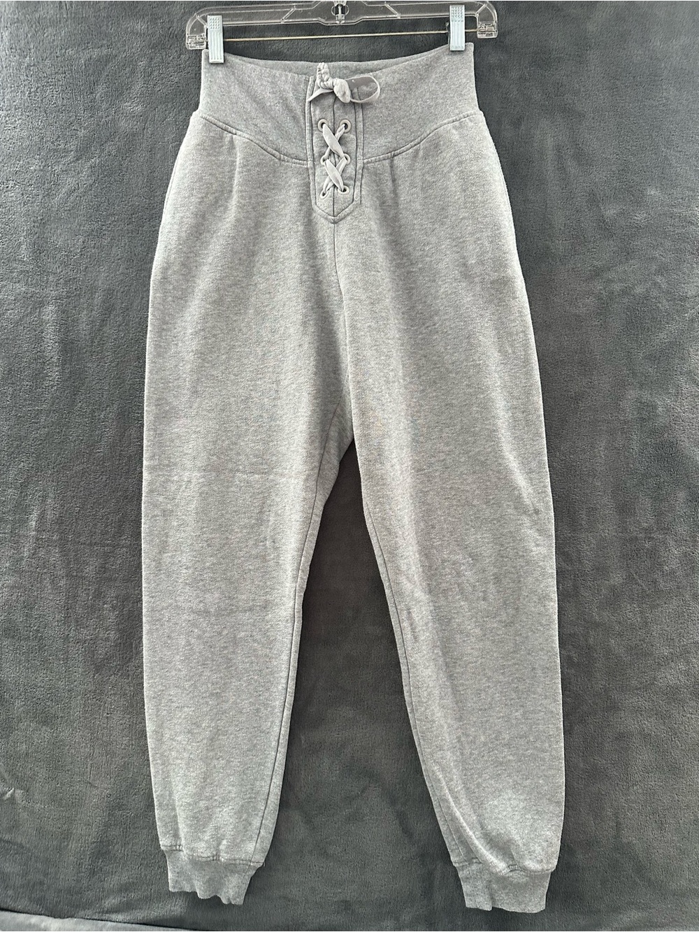 Victoria's Secret Gray High-Waist Lace-Up Joggers